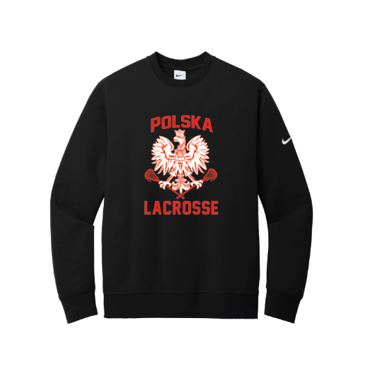 Poland Lacrosse Nike Club Fleece Sleeve Swoosh Crew - BLACK