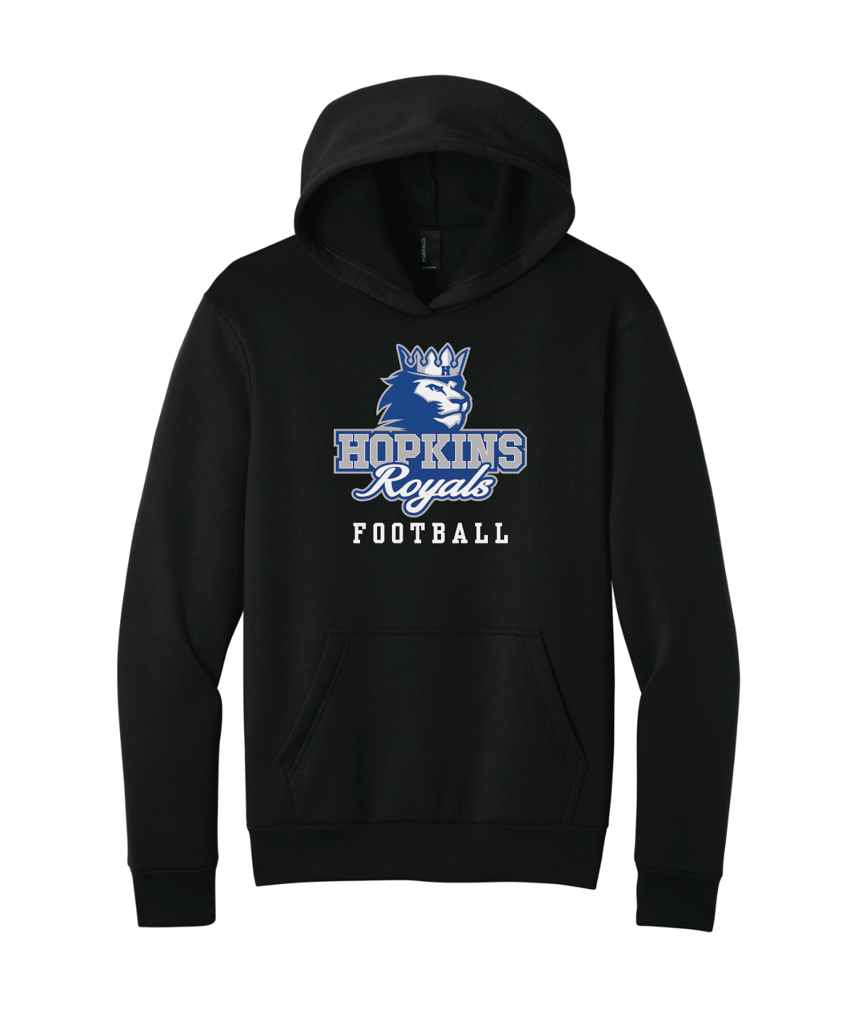 Hopkins Football Port & Co™ Easy Fleece Pullover Hooded Sweatshirt - BLACK
