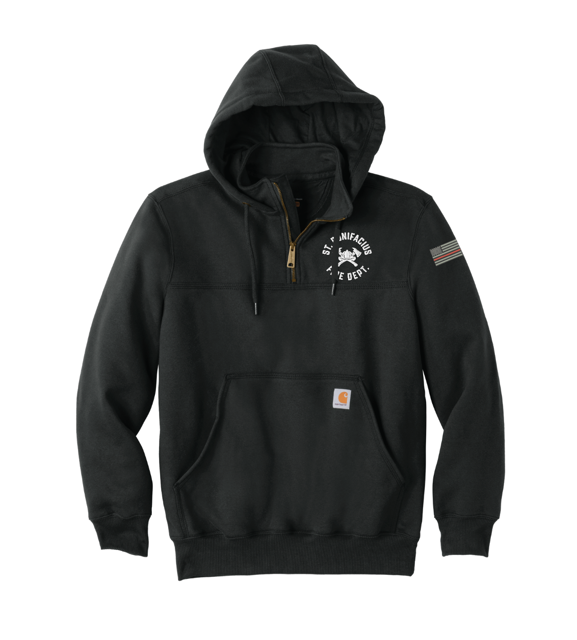St. Bonifacius Fire Carhartt® Rain Defender® Paxton Heavyweight Hooded Zip Mock Sweatshirt - BLACK