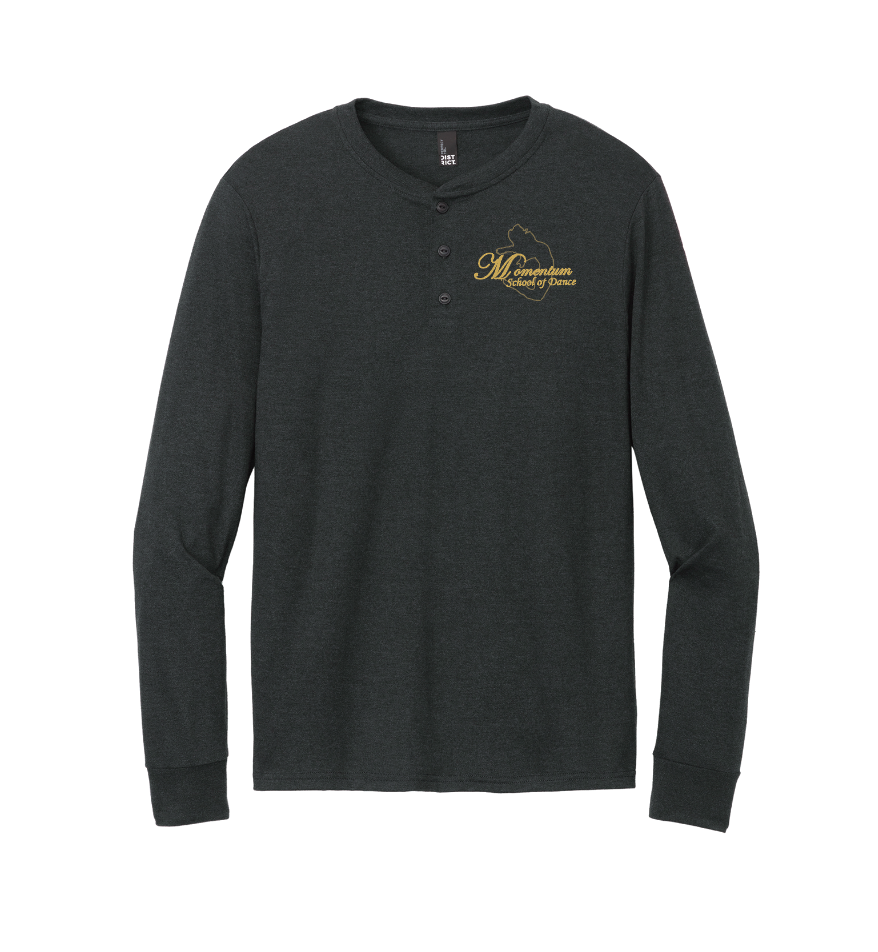 Momentum Dance District® Perfect Tri® Long Sleeve Henley - BLACK