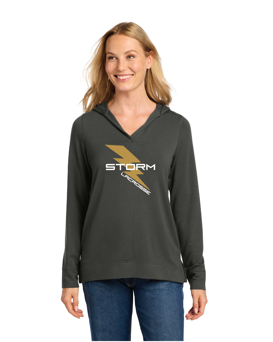 Chanhassen Lax Port Authority® Women's Microterry Pullover Hoodie - CHARCOAL