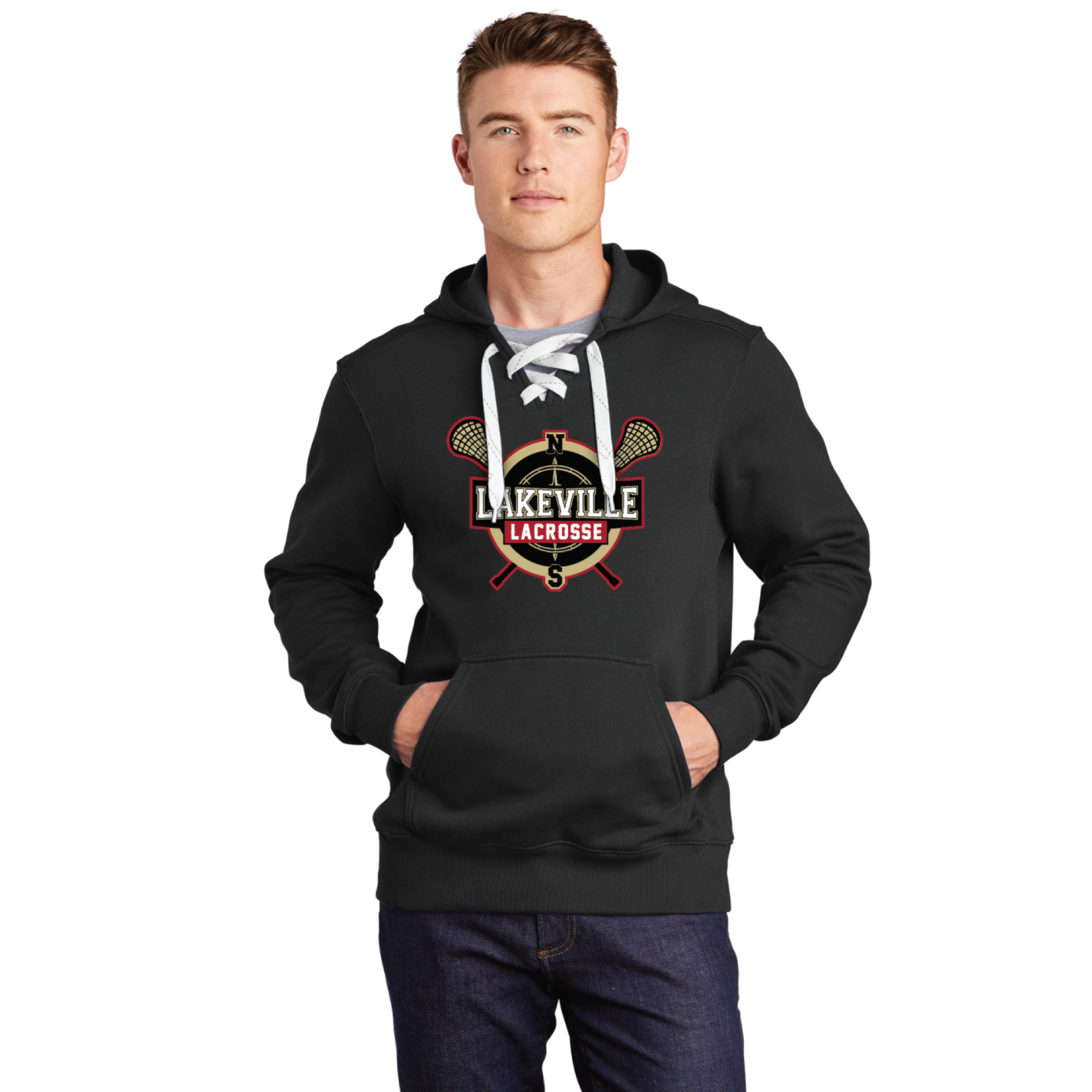 Lakeville Lacrosse Adult Sport-Tek (Lace Up Sweatshirt) Black
