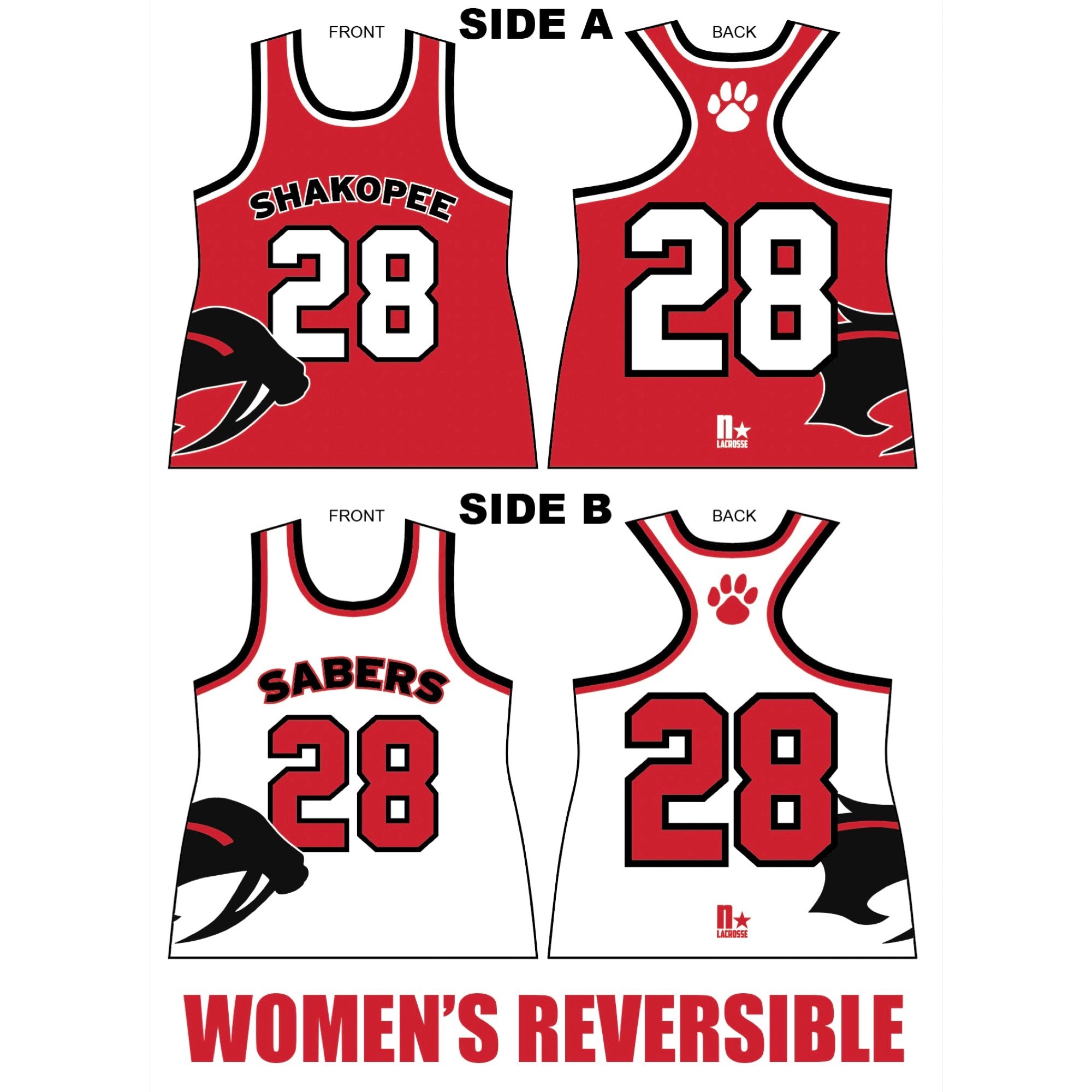 Girls Shakopee Lacrosse Uniform Reversible